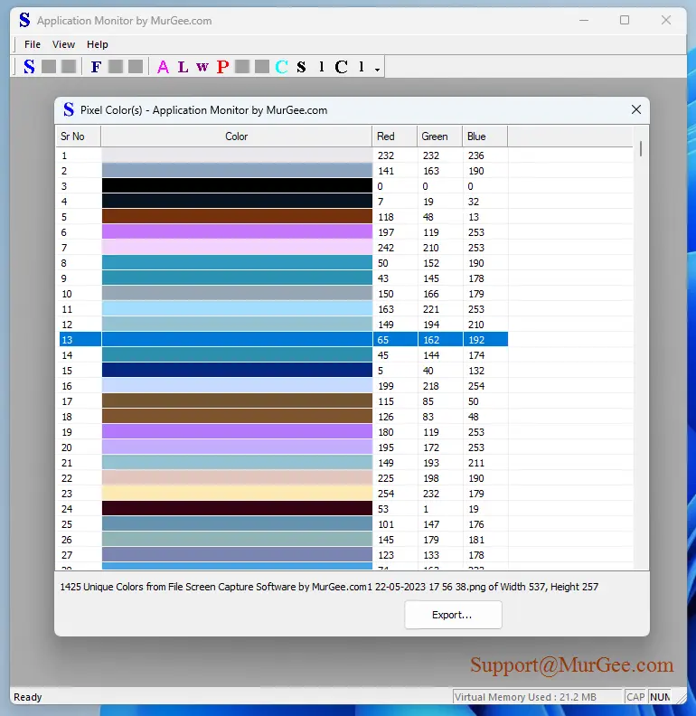 View Pixel Colors from an Image File